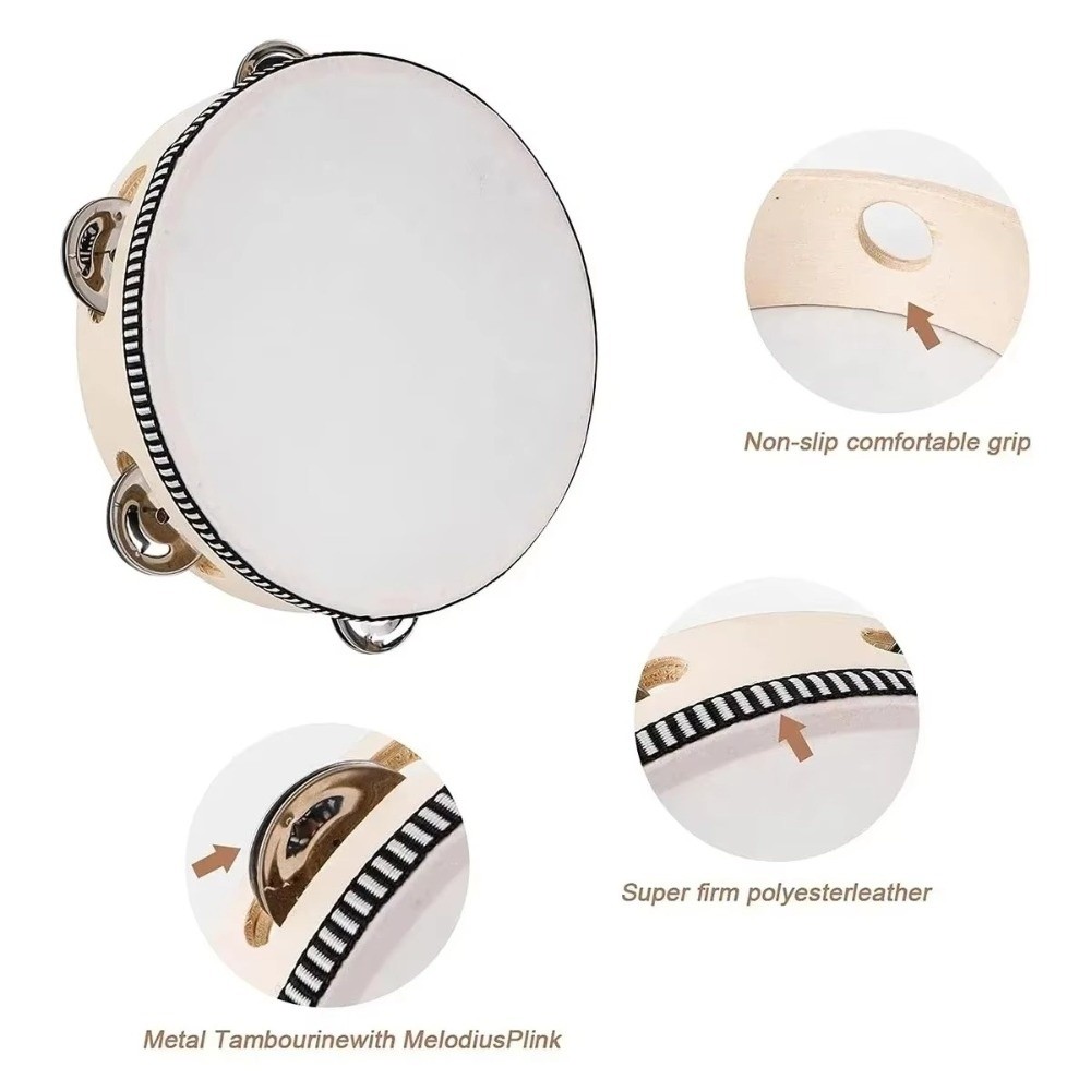 Tambourin à main en bois et mé - Tambourine Hand Drum avis et prix